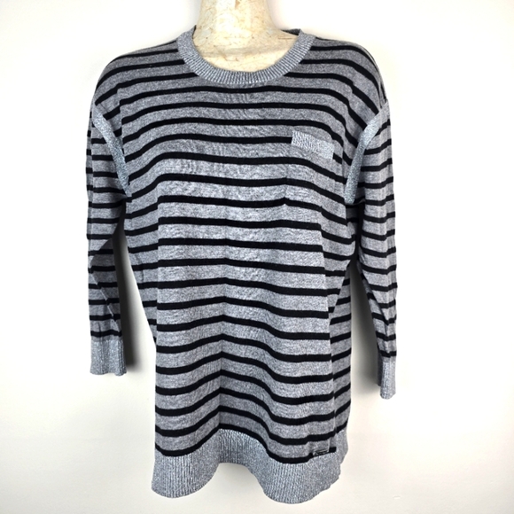 Calvin Klein Sweaters - Women's Calvin Klein Striped Gray Sweater Size S